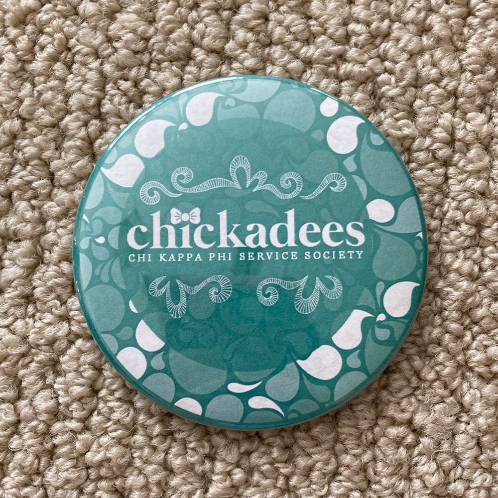 NEW Chickadees Button Pin Filigreed Teal Feminine Girly Cute Large 3” NWOT